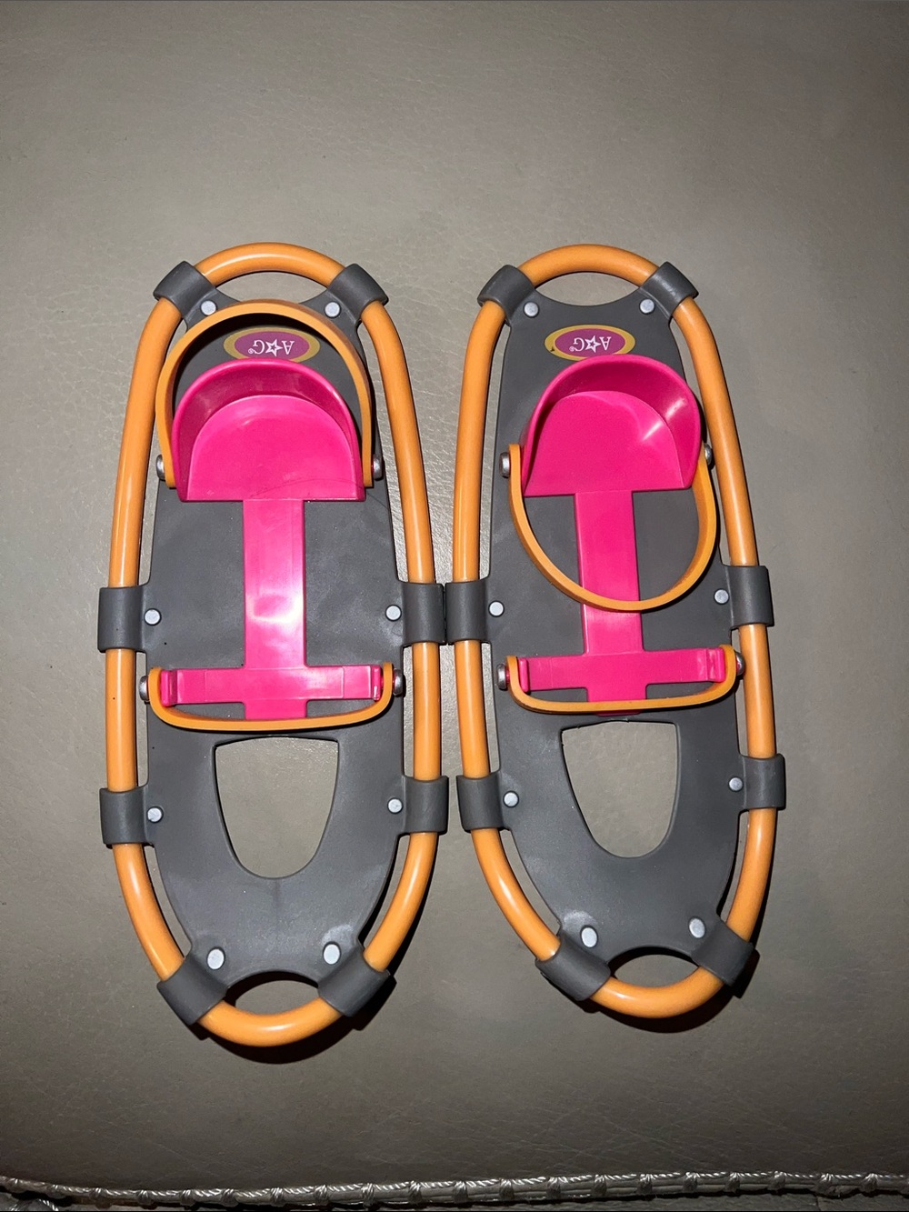 American Girl Orange Frame Pink Binding Doll Snowshoes